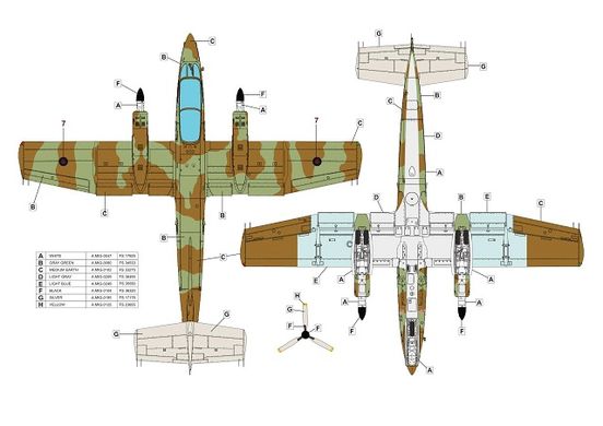 Збірна модель 1/48 IA-58 Pucara штурмовик ПС Великої Британії (RAF), Kinetic K48142