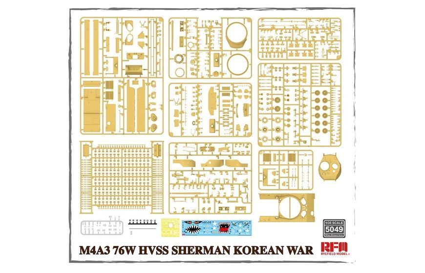 Збірна модель 1/35 M4A3 76W HVSS Sherman, війна в Кореї, з робочими траками, RFM RM-5049