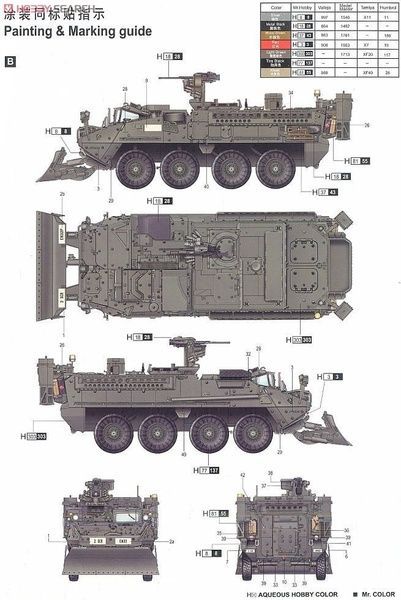 Збірна модель 1/35 M1132 Stryker w/LWMR-Mine Roller/SOB колісний бронетранспортер-броньована інженерна машина, Trumpeter 01574