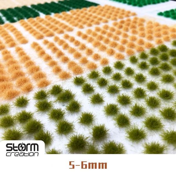 Пучки трави для діорам, середньо-зелені (Medium Green), висота 5-6 мм, 28 шт, Storm Creation SC3085