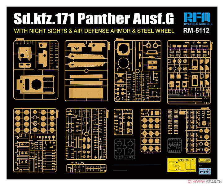 Збірна модель 1/35 Panther Ausf.G із сталевими котками, ІЧ прицілом та протиповітряним захистом, RFM RM-5112