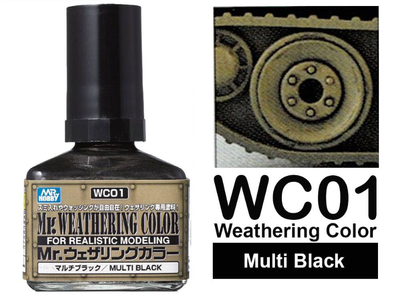 Змивка модельна чорна Mr. Weathering Color Multi Black (40 мл), Mr. Hobby WC01