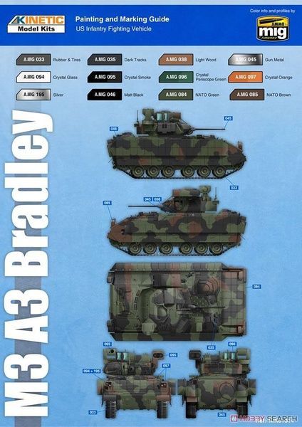 Збірна модель 1/35 M3A3 Bradley CFV бойова машина піхоти, з траками T-161, Kinetic K61014