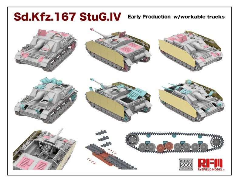 Збірна модель 1/35 StuG.IV (SdKfz 167), ранніх випусків, з робочими траками, RFM RM-5060