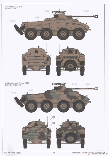 Збірна модель 1/35 Sd.Kfz.234/4 Pz.Sp&auml;hwagen з інтер'єром, RFM RM-5118