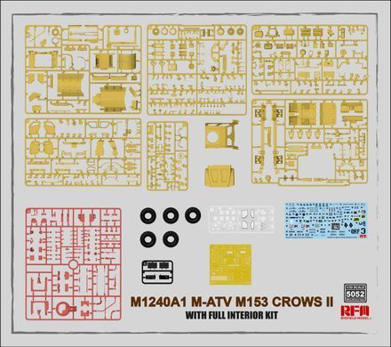 Збірна модель 1/35 M1240A1 M-ATV з M153 CROWS II автомобіль з протимінним захистом США, з повним інтер'єром, RFM RM-5052
