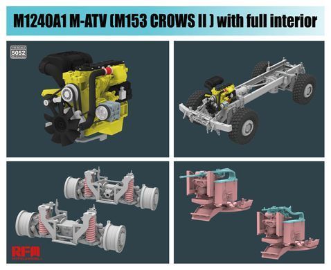 Збірна модель 1/35 M1240A1 M-ATV з M153 CROWS II автомобіль з протимінним захистом США, з повним інтер'єром, RFM RM-5052
