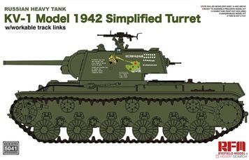 Збірна модель 1/35 КВ-1 зр. 1942 р. з баштою спрощеного типу, з робочими траками, RFM RM-5041