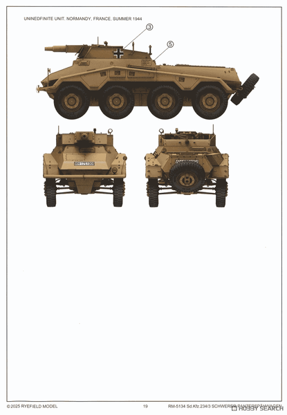Збірна модель 1/35 Sd.Kfz.234/3 Schwerer Panzersp&auml;hwagen з інтер'єром, RFM RM-5134