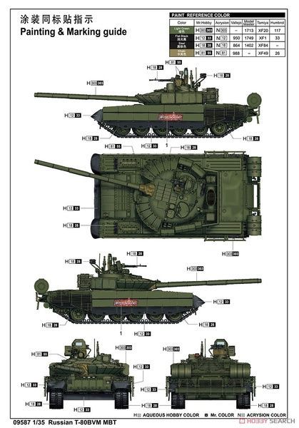Збірна модель 1/35 Т-80БВМ основний бойовий танк, Trumpeter 09587