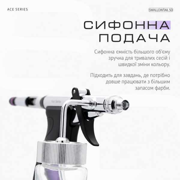 Аерограф Gaahleri Ace Series GHAC-Swallowtail SD 0,28/0,5 мм, арт. 43011