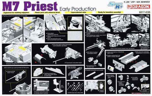 Збірна модель 1/35 M7 Priest ранніх випусків, з Magic Track, Dragon 6817