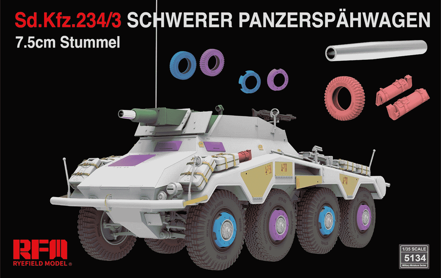 Збірна модель 1/35 Sd.Kfz.234/3 Schwerer Panzersp&auml;hwagen з інтер'єром, RFM RM-5134
